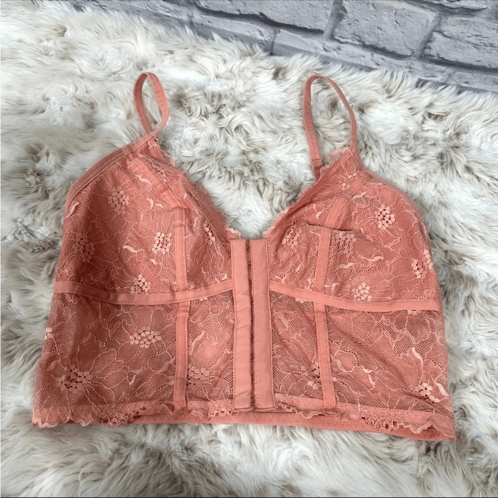 Colsie Lace Corset Bralette in dusty rose color. XS